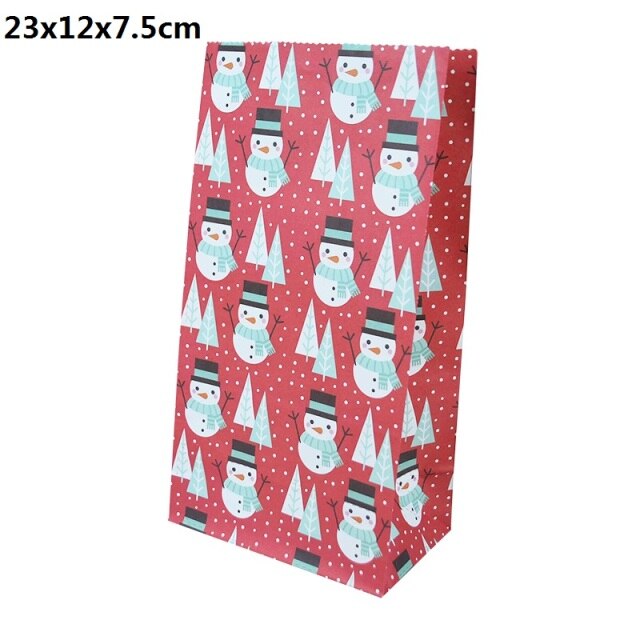 5/10pcs Kraft paper Christmas Gift Bags Xmas Gift Candy Packing Bag Snowflake Santa Claus Paper Bags For New Year Gift Wrapping