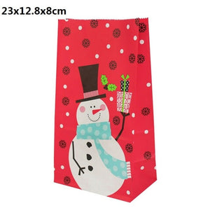 5/10pcs Kraft paper Christmas Gift Bags Xmas Gift Candy Packing Bag Snowflake Santa Claus Paper Bags For New Year Gift Wrapping
