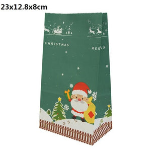 5/10pcs Kraft paper Christmas Gift Bags Xmas Gift Candy Packing Bag Snowflake Santa Claus Paper Bags For New Year Gift Wrapping