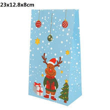 Load image into Gallery viewer, 5/10pcs Kraft paper Christmas Gift Bags Xmas Gift Candy Packing Bag Snowflake Santa Claus Paper Bags For New Year Gift Wrapping