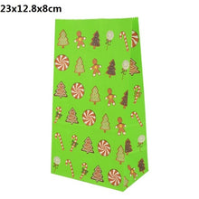 Load image into Gallery viewer, 5/10pcs Kraft paper Christmas Gift Bags Xmas Gift Candy Packing Bag Snowflake Santa Claus Paper Bags For New Year Gift Wrapping