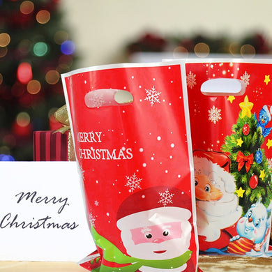 20pcs/lot 16.4*25cm Christmas Gift Bag Santa Claus Plastic Candy Bag Gift Wrapping Favors Bag For New Year Christmas Decoration