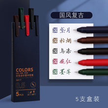 Load image into Gallery viewer, 5Pcs/Box Retro Kawaii Colored Gel Pen Set 0.5mm Fine Point Ballpoint Pens Writing Student School Pens Office Supplies Stationery