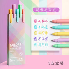 Load image into Gallery viewer, 5Pcs/Box Retro Kawaii Colored Gel Pen Set 0.5mm Fine Point Ballpoint Pens Writing Student School Pens Office Supplies Stationery