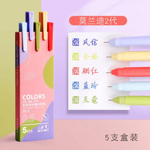Load image into Gallery viewer, 5Pcs/Box Retro Kawaii Colored Gel Pen Set 0.5mm Fine Point Ballpoint Pens Writing Student School Pens Office Supplies Stationery