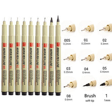 Load image into Gallery viewer, 5/7/9/13 pcs Pigment Liner Manga Markers Set Neelde Art Drawing Paint Brush Pen Waterproof Sketching Stationery School Supplies