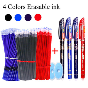 55 Pcs/Set School Erasable Gel Pens Set 0.5 mm Fine Point Black/Blue/Red ink Ballpoint Pen Stationery Office Writing Supplies