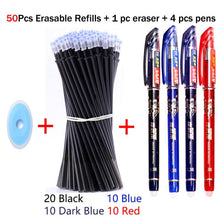 Load image into Gallery viewer, 55 Pcs/Set School Erasable Gel Pens Set 0.5 mm Fine Point Black/Blue/Red ink Ballpoint Pen Stationery Office Writing Supplies