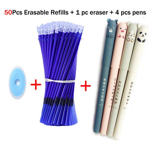 55 Pcs/Set School Erasable Gel Pens Set 0.5 mm Fine Point Black/Blue/Red ink Ballpoint Pen Stationery Office Writing Supplies