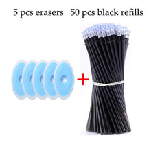 Load image into Gallery viewer, 55 Pcs/Set School Erasable Gel Pens Set 0.5 mm Fine Point Black/Blue/Red ink Ballpoint Pen Stationery Office Writing Supplies