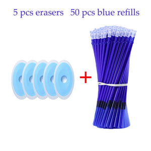 55 Pcs/Set School Erasable Gel Pens Set 0.5 mm Fine Point Black/Blue/Red ink Ballpoint Pen Stationery Office Writing Supplies
