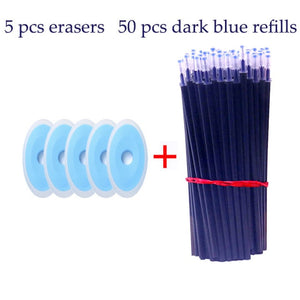 55 Pcs/Set School Erasable Gel Pens Set 0.5 mm Fine Point Black/Blue/Red ink Ballpoint Pen Stationery Office Writing Supplies