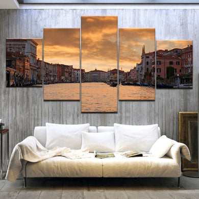 City Venice Canvas Painting 5 Piece Canvas Art Poster and Prints Picture for Living Room Wall Art Poster Painting Home Decor