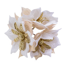 Load image into Gallery viewer, 15pcs Glitter Christmas Flower Golden Powder Artificial Flowers Christmas Decor For Home 2022 Xmas Tree Ornaments New Year Gift