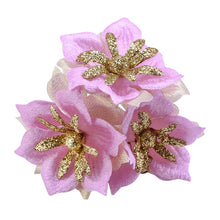 Load image into Gallery viewer, 15pcs Glitter Christmas Flower Golden Powder Artificial Flowers Christmas Decor For Home 2022 Xmas Tree Ornaments New Year Gift