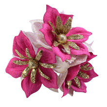 Load image into Gallery viewer, 15pcs Glitter Christmas Flower Golden Powder Artificial Flowers Christmas Decor For Home 2022 Xmas Tree Ornaments New Year Gift