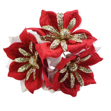 Load image into Gallery viewer, 15pcs Glitter Christmas Flower Golden Powder Artificial Flowers Christmas Decor For Home 2022 Xmas Tree Ornaments New Year Gift