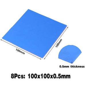 8pcs YOUNUON 100x100x0.5mm 1mm 1.5mm 2mm 2.5mm 3mm 4mm 5mm Blue White Green Combination Thermal Pads Cooling Conductive Silicone