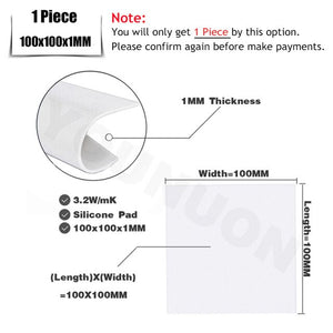8pcs YOUNUON 100x100x0.5mm 1mm 1.5mm 2mm 2.5mm 3mm 4mm 5mm Blue White Green Combination Thermal Pads Cooling Conductive Silicone