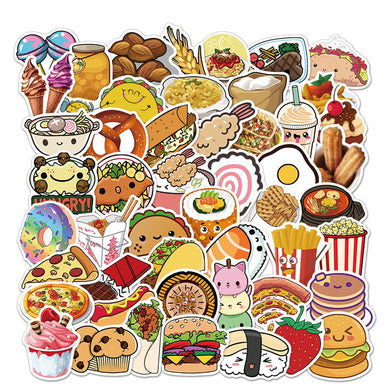 50pcs Cartoon Kawaii Food Sticker For Notebooks Computer Scrapbook Stationery Cute Stickers Scrapbooking Material Craft Supplies