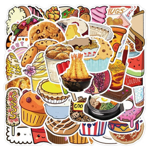 50pcs Cartoon Kawaii Food Sticker For Notebooks Computer Scrapbook Stationery Cute Stickers Scrapbooking Material Craft Supplies