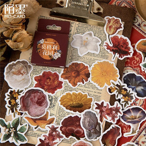 45Pcs/Box Vintage Flower Series Stickers Scrapbooking Daily Planner Kawaii Sticker DIY Notebook Stationery School Supplies