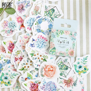 45Pcs/Box Vintage Flower Series Stickers Scrapbooking Daily Planner Kawaii Sticker DIY Notebook Stationery School Supplies