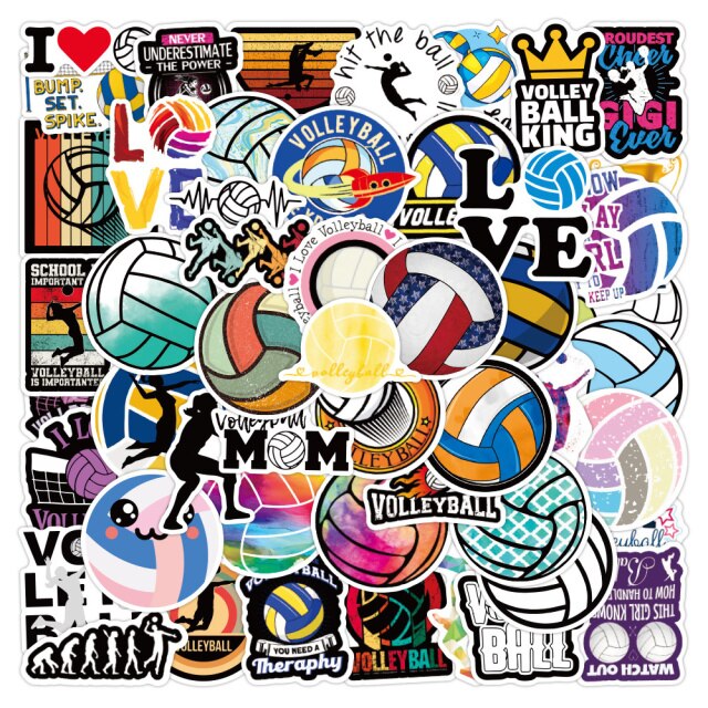 50pcs Sport Volleyball Stickers For Notebooks Stationery Scrapbook Motivational Sticker Craft Supplies Scrapbooking Material