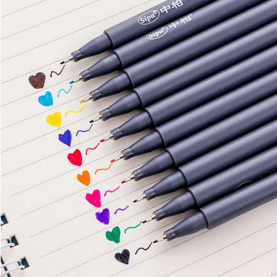 10 Pcs/lot Gel Pen Fine Color Hook Line Pen 0.38mm Drawing Stroke Needle Pen Stationery Learning School Supplies Writing