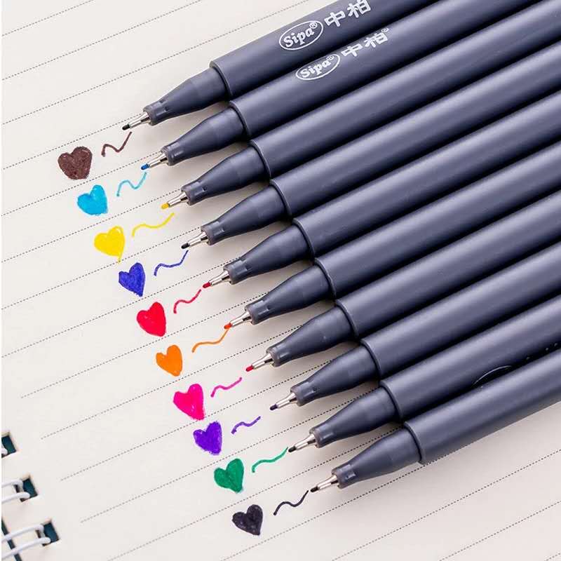 10 Pcs/lot Gel Pen Fine Color Hook Line Pen 0.38mm Drawing Stroke Needle Pen Stationery Learning School Supplies Writing