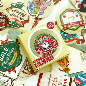 46Pcs Winter Merry Christmas Diary Sticker Scrapbooking Seal Label Decoration School Supplies Stationery Stickers For Album DIY