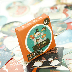 46Pcs Winter Merry Christmas Diary Sticker Scrapbooking Seal Label Decoration School Supplies Stationery Stickers For Album DIY