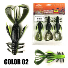 Load image into Gallery viewer, 2021 New THETIME Monarch Cray Crazy Flapper Soft Swim Crayfish Silicone Texas NED Rig Shrimp Bait For Bass Fishing Tackle