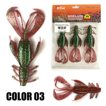 Load image into Gallery viewer, 2021 New THETIME Monarch Cray Crazy Flapper Soft Swim Crayfish Silicone Texas NED Rig Shrimp Bait For Bass Fishing Tackle
