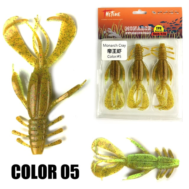 2021 New THETIME Monarch Cray Crazy Flapper Soft Swim Crayfish Silicone Texas NED Rig Shrimp Bait For Bass Fishing Tackle