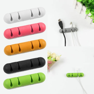 1 Pc 4-hole USB Cable Organizer Clamp Management Headphone Charger Wire Lead Holder for Car Home Office Desktop Cord Clip