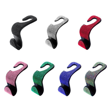 Car Back Seat Hook Bling Rhinestones Crystal Handbag Auto Headrest Hanger Hooks Car Clips Hooks Car Accessories Fit