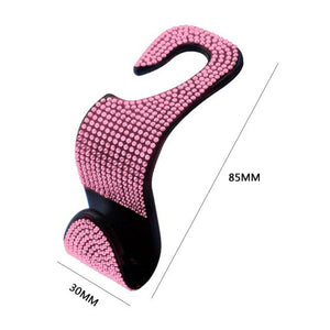 Car Back Seat Hook Bling Rhinestones Crystal Handbag Auto Headrest Hanger Hooks Car Clips Hooks Car Accessories Fit