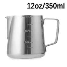 Load image into Gallery viewer, Espresso Coffee Milk Frothing Pitcher Stainless Steel Stamped Measurement Steaming Jug Barista Latte Art Frother Cup 350/600Ml