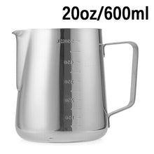 Load image into Gallery viewer, Espresso Coffee Milk Frothing Pitcher Stainless Steel Stamped Measurement Steaming Jug Barista Latte Art Frother Cup 350/600Ml