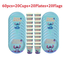 Load image into Gallery viewer, 40/60/80Pcs Lilo &amp; Stitch Kids Birthday Party Decorations Blue Theme Disposable Tableware Paper Cups Plate Baby Shower Supplies