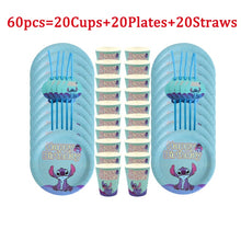 Load image into Gallery viewer, 40/60/80Pcs Lilo &amp; Stitch Kids Birthday Party Decorations Blue Theme Disposable Tableware Paper Cups Plate Baby Shower Supplies