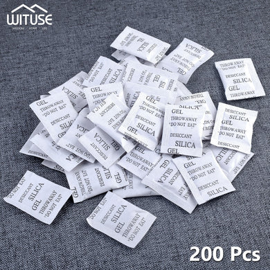 200 Packs Non-toxic Silica Gel Desiccant Damp Odor Moisture Absorber Dehumidifier for Room Kitchen Clothes Food Storage