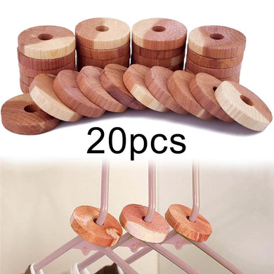 20Pcs Wardrobe Drawer Air Fresher Moth Repellent Mini Round Cedars Wood Block Wood Ring Piece Insect Repellent Camphor Moth Ball