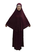 Load image into Gallery viewer, Muslim Women Prayer Garment Clohtes 2 Pieces Set Solid Large Scarf Hijabs Overhead Amira Tops Skirts Ramadan Islamic Abaya Cover