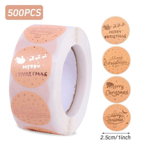 500pcs Candy Bags Box Sticker Gift Bag Sealing Christmas Sticker Thank You Love Wedding Birthday Cookie Bag Kraft Paper Sticker