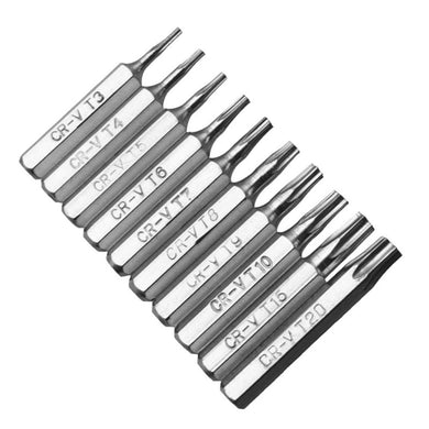 10pcs CR-V Torx Bits Set Screwdriver Drill Bit Hex Torx Repair Mobile Phone Bit T3 T4 T5 T6 T7 T8 T9 T10 T15 T20 Mobile Repair