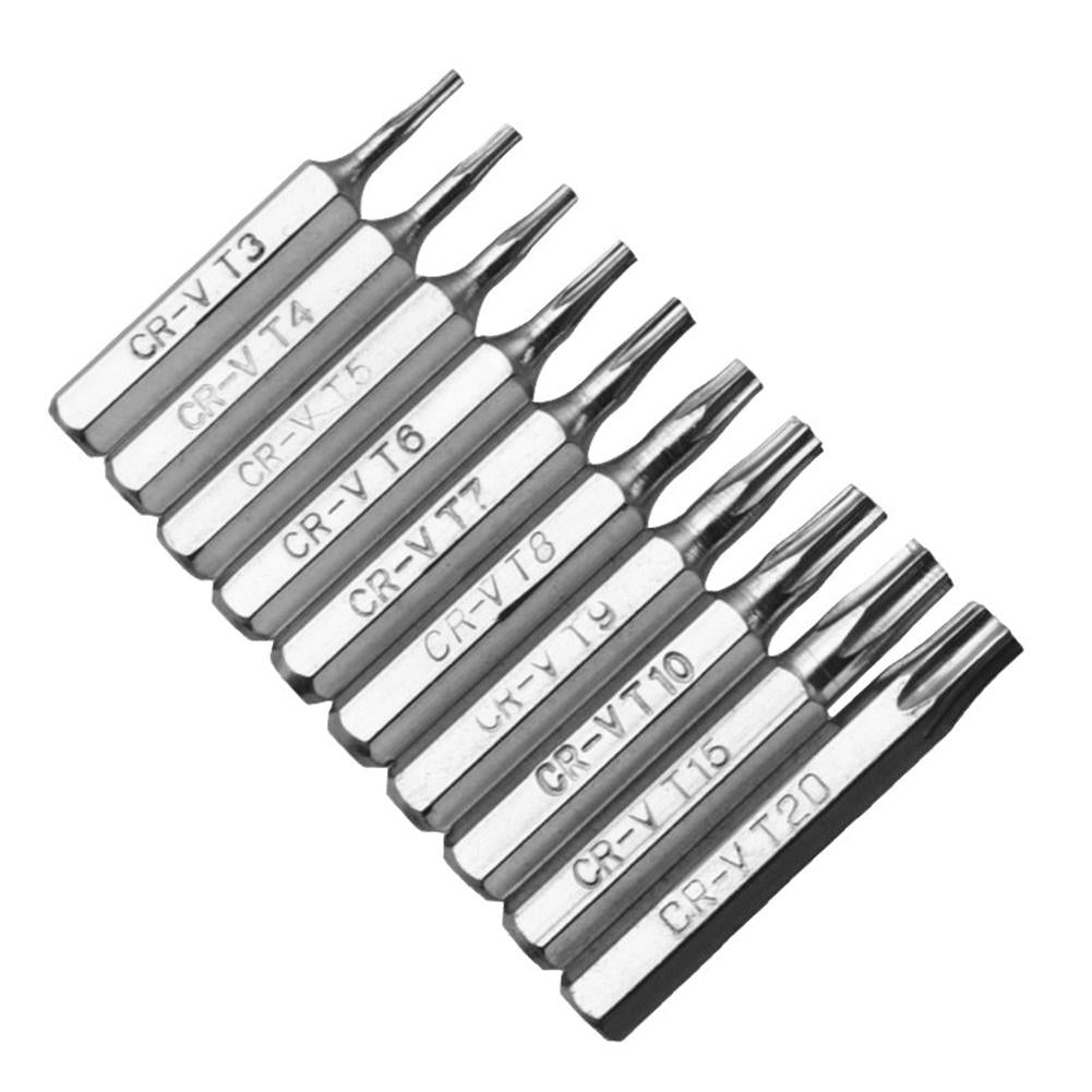 10pcs CR-V Torx Bits Set Screwdriver Drill Bit Hex Torx Repair Mobile Phone Bit T3 T4 T5 T6 T7 T8 T9 T10 T15 T20 Mobile Repair
