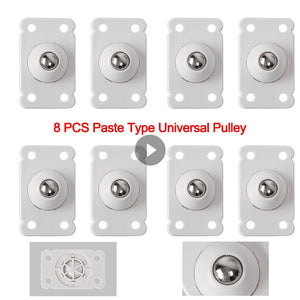 8PCS Portable Wheel Rollers Self Adhesive Casters For Storage Box For Furniture Bottom Mobile Noiseless Casters Pulley Home Tool