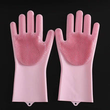 Load image into Gallery viewer, 1Pair Silicone Cleaning Gloves Kitchen Reusable Silicone Dishwashing Glove for Household Bathroom Scrubber Rubber Bath Cleaner